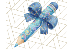 Chubby Pencil With Bows PNG Clipart, Cute School Supply Png Product Image 5