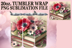 Radiant days 20oz tumbler wrap, Book and flower Product Image 1