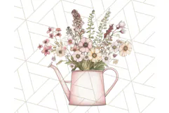 Watering Can Flowers PNG, Rustic Floral Watercolor Clipart Product Image 2