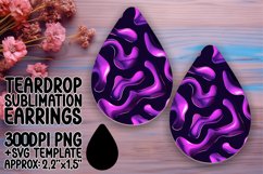 Neon Pulse Teardrop Earring Sublimation Design Product Image 1