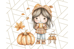 Pumpkin Spice Chibi Girls, Fall Accessories PNG, Cozy Autumn Product Image 5
