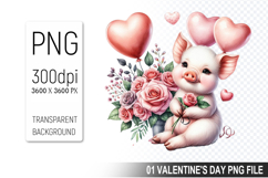 Valentine&#039;s Cute Pig Clipart PNG, Pig Graphic For Crafts Product Image 1