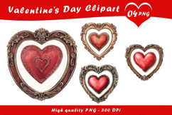 Vintage Ornate Heart Frame Valentine Clipart PNG Product Image 1