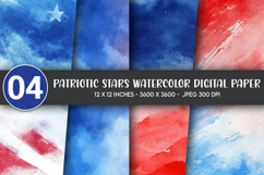 Patriotic Stars Watercolor Digital Paper Product Image 1