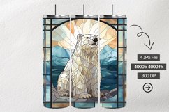 Polar Bear Stained Glass Square Coaster - 4 Variation Product Image 1
