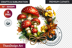 Autumn Harvest Wreath Clipart - Rustic Fall &amp; Thanksgiving Product Image 1