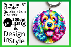 Whimsical Keychain Circle Design PNG , Dog Product Image 1