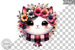 Cat With Flowers Sublimation - Clipart PNG Design Product Image 1