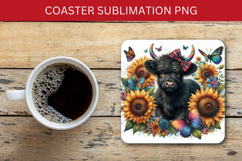square coaster - black highland cow Product Image 1