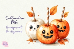 Caramel Apple PNG Halloween Ghost Cafe Clipart Sublimation Product Image 1