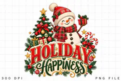Holiday Happiness Christmas PNG, Cute Snowman & Christmas Product Image 3