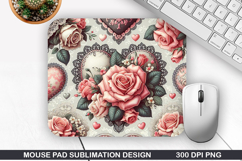 Rose Flower Mouse Pad, Valentine Mouse Pad PNG Design Product Image 1