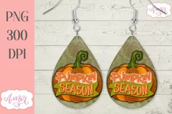 Pumpkin season teardrop earring PNG for sublimation Product Image 1