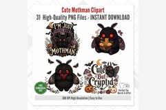 Cute Mothman PNG Clipart Bundle, Halloween Cryptid Graphics Product Image 11