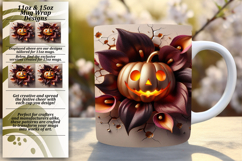 Trendy 15oz Mug Wrap Png Template , 3D Pumpkin Product Image 1
