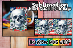Joyful nights sublimation mug wrap, Skull USA Product Image 1