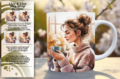 Lovely 15oz Mug Wrap Png Template , Just A Girl Product Image 1