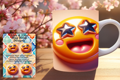 Chic 11oz Mug Wrap Png Design , 3D Emoji Product Image 1