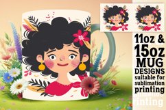 Artistic Flower-Crowned Woman Mug Wrap 11oz/15oz Product Image 1