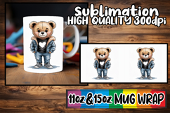 Perfect start sublimation 11oz 15oz mug wrap, Teddy Bear Product Image 1