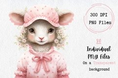 Watercolor baby pink Whimsical Floral Lambs Clipart Product Image 4
