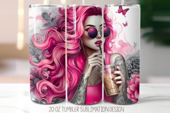 Floral Girl Tumbler Sublimation Design | 20oz Skinny Tumbler Product Image 1