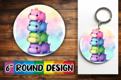 Blissful Car Coaster Round PNG, Cute Animals Product Image 1