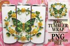 3D Garden Butterfly Tumbler Wrap - 20oz Spring Design Product Image 1