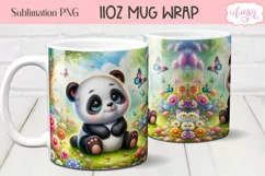 Cute baby panda bear mug wrap PNG for sublimation Product Image 3