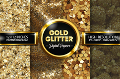 Gold Glitter Digital Papers - 04 variations Product Image 1