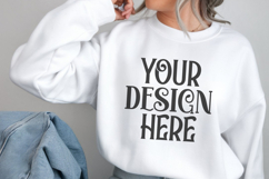 White Gildan 18000 Mockup, Gildan Sweatshirt Mockup Product Image 1