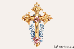 Antique Religiou Easter Clipart PNG Product Image 1