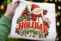 Holiday Happiness Christmas PNG, Cute Snowman & Christmas Product Image 2
