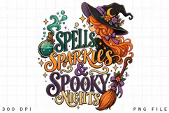 Spells Sparkles Spooky Nights PNG, Cute Witch Halloween Product Image 2