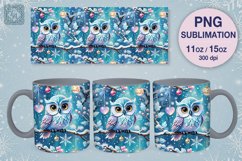 Winter Owl Christmas mug wrap. 11&amp;15oz Product Image 1