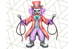 Creepy Clown Halloween PNG Clipart, Spooky Circus Art Product Image 5