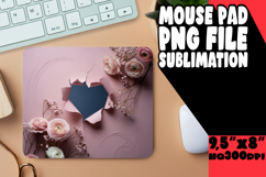 Vibrant Mouse Pad Sublimation Design, 3D Heart Product Image 1