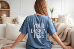 Blue jean Comfort Colors C1717 Shirt Mockup, CC 1717 T-shirt Product Image 1