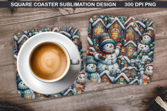 Snowman Coaster Sublimation, Christmas Coaster PNG Design Product Image 1