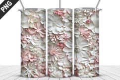 3D White Flowers Tumbler Wrap | Sublimation Design | Tumbler Product Image 1
