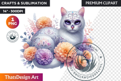 Pastel Floral Day of the Dead Clipart PNG,sugar skull design Product Image 1