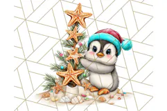 Christmas Penguins The Beach Clipart PNG, Tropical Holiday Product Image 5