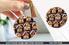 Christmas House Keychain Sublimation -Christmas Keychain PNG Product Image 1