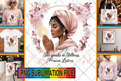 Unique Tote Bag Designs PNG, Praying Woman Product Image 1