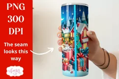 Christmas 3D tumbler wrap for sublimation, Santa tumbler PNG Product Image 2