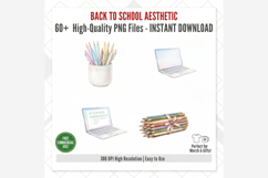 Back to School Aesthetic Clipart Bundle | Watercolor School Product Image 10