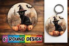 FallThemed Halloween Cat Round Design for Sublimation Product Image 1