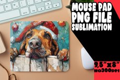 Festive Winter Mouse Pad Peeking Dog Sublimation Design Product Image 1