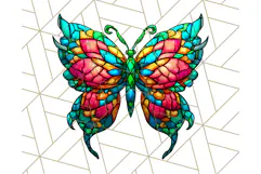Stained Glass Hearts and Butterflies Clipart PNG Product Image 5
