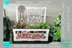 Farm sweet farm planter, Welcome centerpiece Glowforge svg Product Image 1